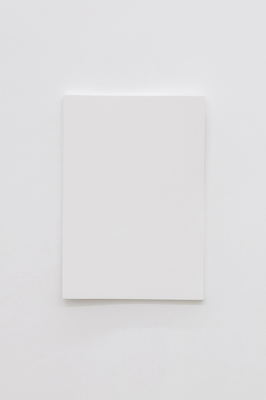 Cécile Dupaquier, Painting (white-white 43 x 30) no5, 2016, plywood, silicate paint, courtesy of the artist