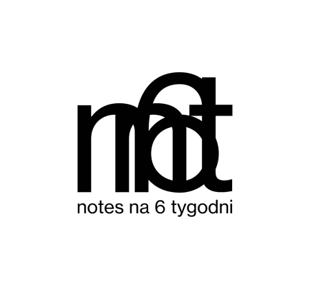 Logotyp notesu na 6 tygodni, litery napisu nachodzą na siebie