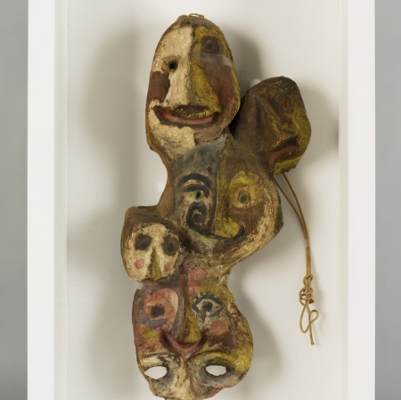 Franciszka Themerson, "Ubu Masks", 1951, paper, glue, oil paint, collection of Muzeum Sztuki, Łódź
