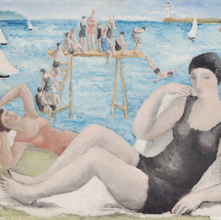 Alicja Halicka, "On the Beach", ca. 1920, oil on canvas, collection of Mark Roefler / Villa la Fleur, Konstancin Jeziorna 