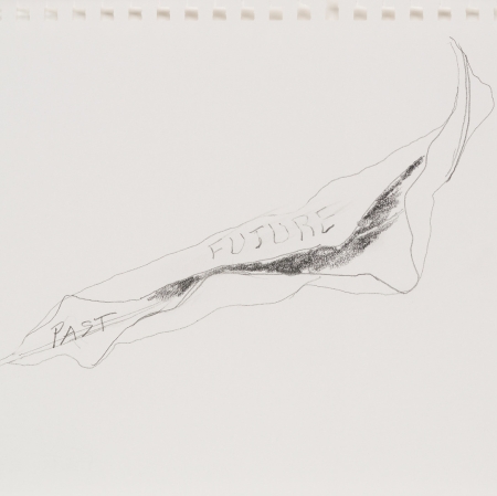 Simone Forti, "Past Future", 2013, pencil, paper, collection of Muzeum Sztuki, Łódź