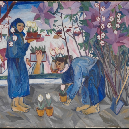 Natalia Gonczarowa, „Praca w ogrodzie”, 1908, olej na płótnie, dzięki uprzejmości Tate Modern, Londyn