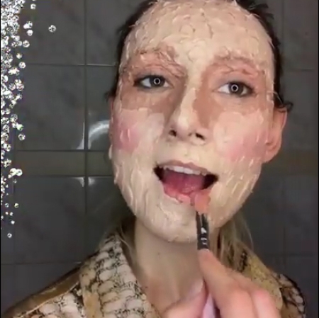 Brokat Films, a still-frame from the film "Unistic Composition 8: make-up tutorial, i.e. Face Decor" developed during "Save as Draft" residency, 2020