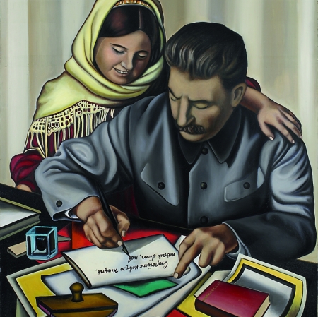Nadia Léger, Staline et la pionniere (Stalin i pionierka), 1953, olej, płótno, 162 x 130 cm / © Estate of Nadia Léger, Francja