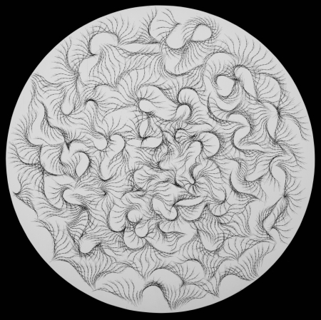 Robert Horvitz, Mental Weather, ink on paper, 40 cm diameter, 8-9 June 2016, photo: Jiri Tatransky, courtesy of the artist