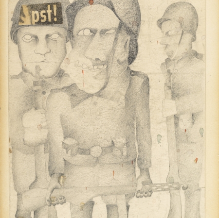 Leopold Buczkowski „Bez tytułu”, z cyklu: „Rysunki z Podola”, lata 40-te XX wieku, rysunek, z kolekcji Muzeum Sztuki w Łodzi