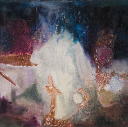 Aubrey Williams, Hosororo, 1963, olej na płótnie, Muzeum Sztuki w Łodzi, dar Mateusza Grabowskiego, 1975, dzięki uprzejmości Aubrey Williams Estate, October Gallery