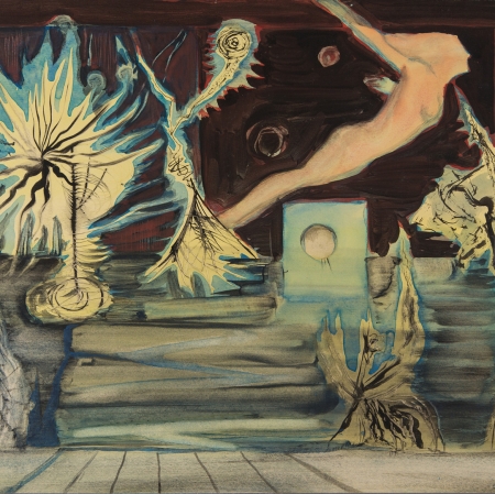 Jerzy Tchórzewski, Lot, gwasz na papierze, 1954, kolekcja Muzeum Sztuki w Łodzi