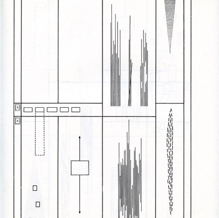 Bogusław Schaeffer, „Symfonia – Muzyka elektroniczna”, 1964, 1 strona partytury. Dzięki uprzejmości Fundacji Przyjaciół Sztuk AUREA PORTA.