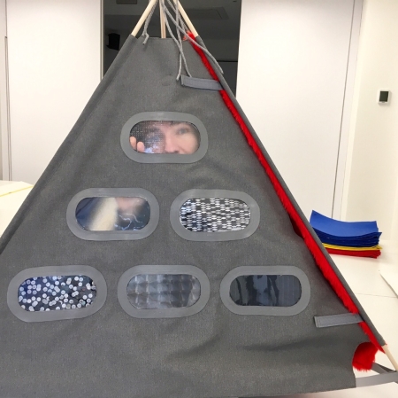 A triangular tent