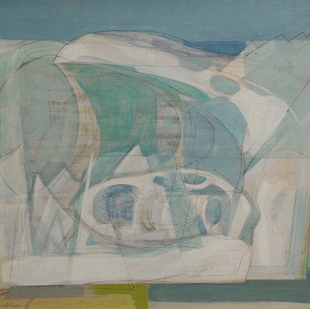  An abstract landscape resembling an iceberg.