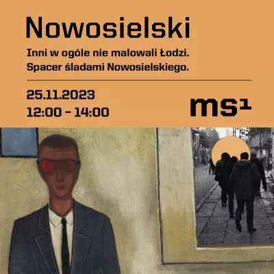 Painting. A man sitting at a table. In the background a window. Outside the window people with their backs turned are walking down the street. 