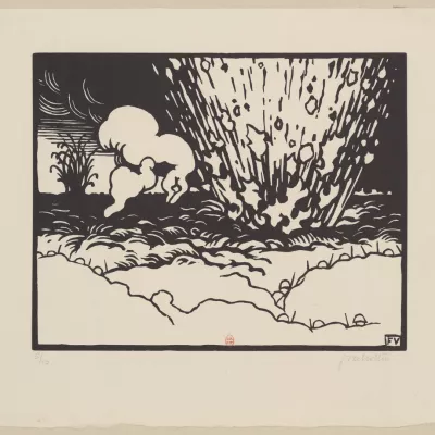 Félix Vallotton, "La tranchée" ("Okopy") (I), z cyklu: "C’est la Guerre!" ("Oto wojna!"), 1915, drzworyt, Bibliothèque Nationale de France, Paris