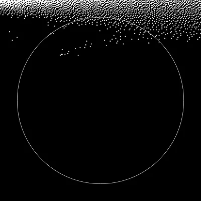 grafika przedstawiajaca czarny kwadrat i lekko widoczny biały okrąg w srodku