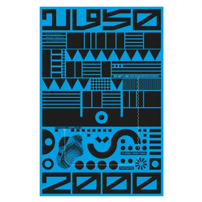 Book cover, black irregular shapes on a blue background